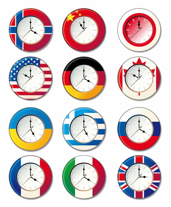 free vector Vector Clock with Different National Flags